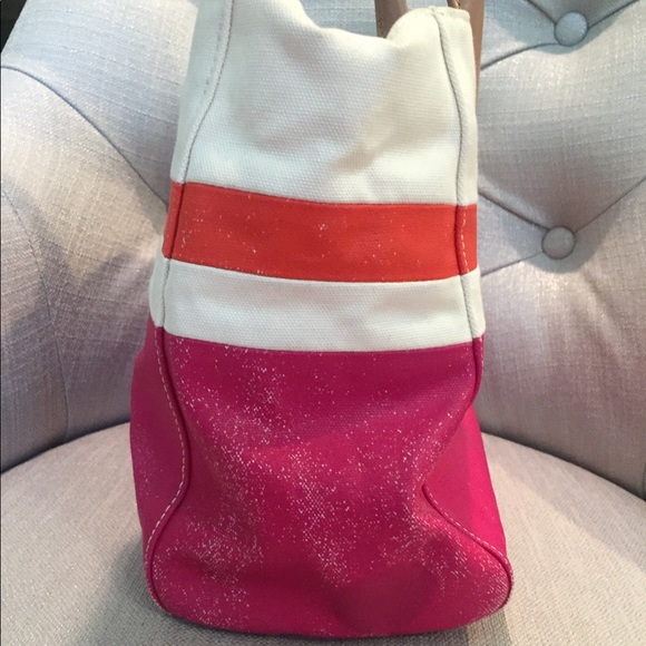 Tory Burch Canvas Dipped Tote Purse Handbag - Picture 3 of 8